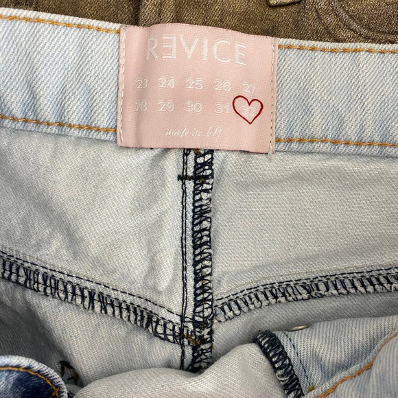 REVICE Two Tone Color Block Highrise Straight Leg Button Fly Mom Jeans Size 32 - Picture 5 of 10